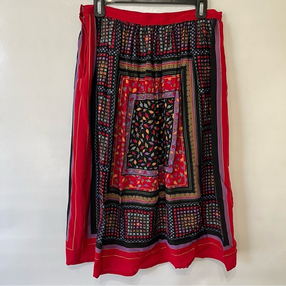 Vintage UMI Collections by Anne Crimmins Red Silk MIDI Skirt - Picture 3 of 8